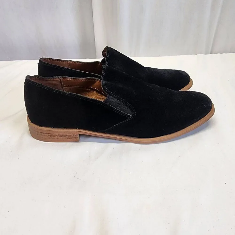 Franco Sarto Jed Black Suede Slip On Women's Size 7.5